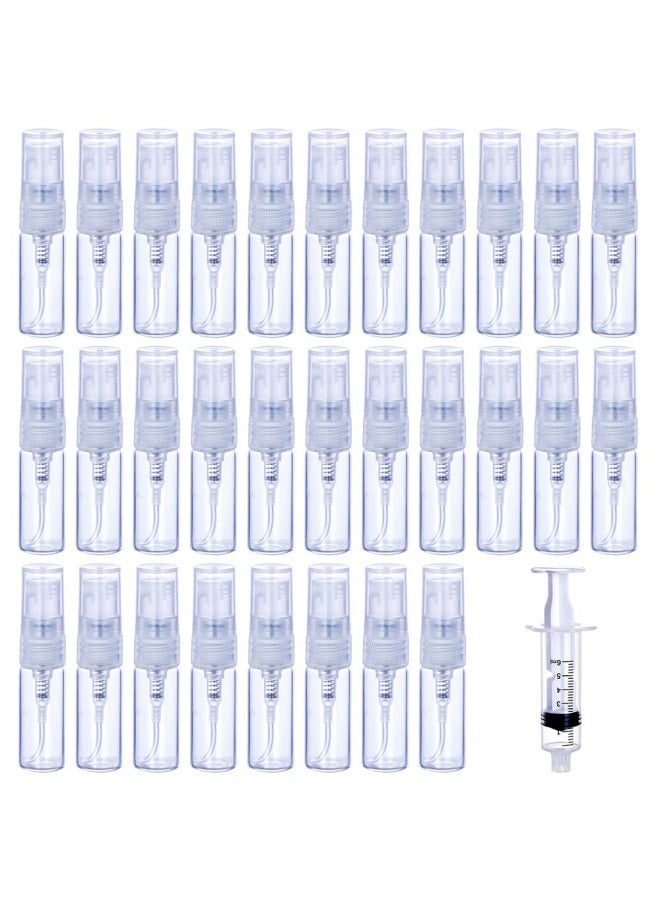 Generic 30Pieces 3Ml 5Ml 10Ml Portable Mini Refillable Clear Glass Empty Sprayer Perfume Bottles Cosmetic Atomizers Spray Bottle Container For Travel Party Must Makeup Tool 30Pieces 3Ml Glass Perfume Bottles  - Image 1
