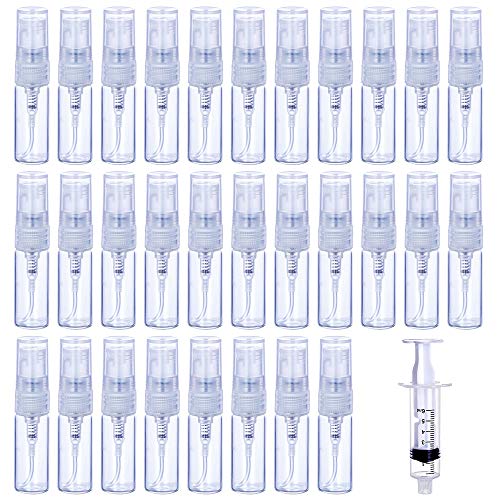 luojery 30Pcs 3ml/0.101 Oz Portable Mini Refillable Clear Glass Empty Sprayer Perfume Bottles Cosmetic Atomizers Spray Bottle Container for Travel Party Must Makeup Tool (30Pcs 3ml Glass Perfume Bottles) - Image 1