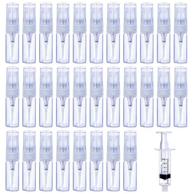 luojery 30Pcs 3ml/0.101 Oz Portable Mini Refillable Clear Glass Empty Sprayer Perfume Bottles Cosmetic Atomizers Spray Bottle Container for Travel Party Must Makeup Tool (30Pcs 3ml Glass Perfume Bottles) - Image 2