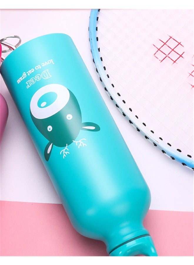 yongsheng Cartoon Animal Water Bottle ， Fitness Stainless Steel Water Bottle Standard Mouth, Carabiner Clip (500ml)  - Image 2