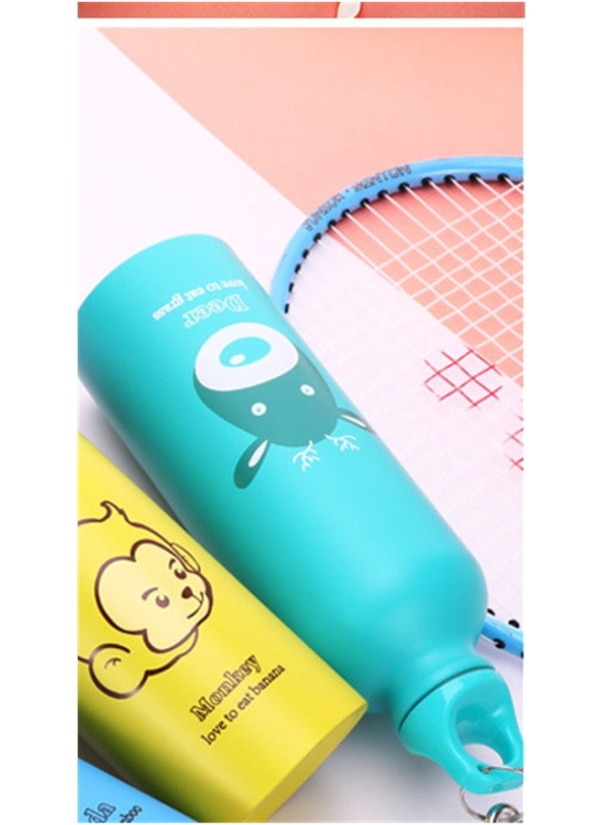 yongsheng Cartoon Animal Water Bottle ， Fitness Stainless Steel Water Bottle Standard Mouth, Carabiner Clip (500ml)  - Image 4