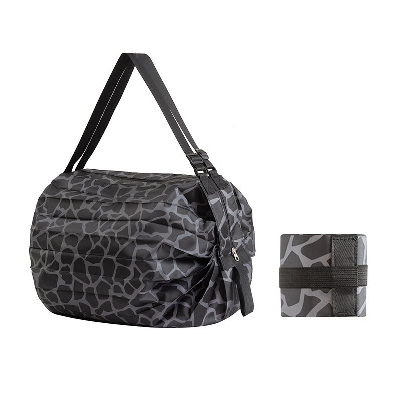 TikTok Explosive Shopping Bag Foreign Trade Export Italy Large Capacity Foldable Bag Shoulder Handbag Shopping Bag Black Leopard Print 