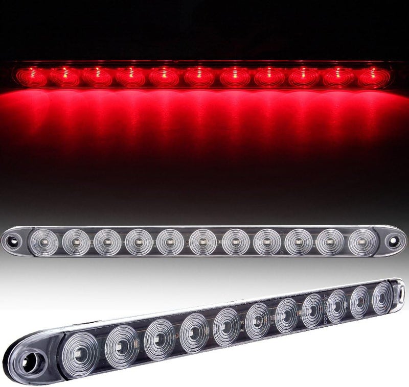 ECCPP Marker Light PCS Clear Lens Red LED 15" Waterproof SeaLED 11 LED Light Bar Stop Turn Tail 3rd Brake Light Truck Trailer RV - Image 1
