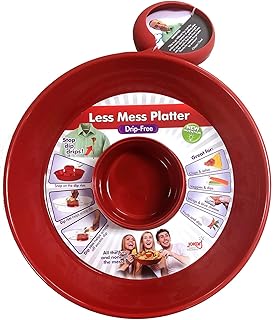 Jokari Less Mess Drip Free Chips and Dip 14 Inch Serving Bowl. Rimmed Platter to Scrape Extra Dip, Sauce, Queso, Salsa, - Image 1