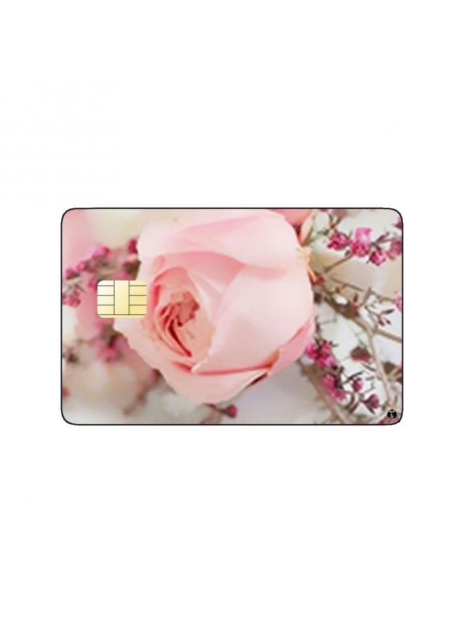 RKN PRINTED BANK CARD STICKER Beautiful Pink Flowers Drawing - Image 2