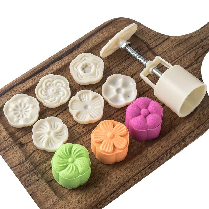 Dltsli Cookie Stamp Moon Cake Mold Stamps Cookie Press Mid Autumn Festival DIY Decoration Press Cake Cutter Mold 50g 6pcs Stamps