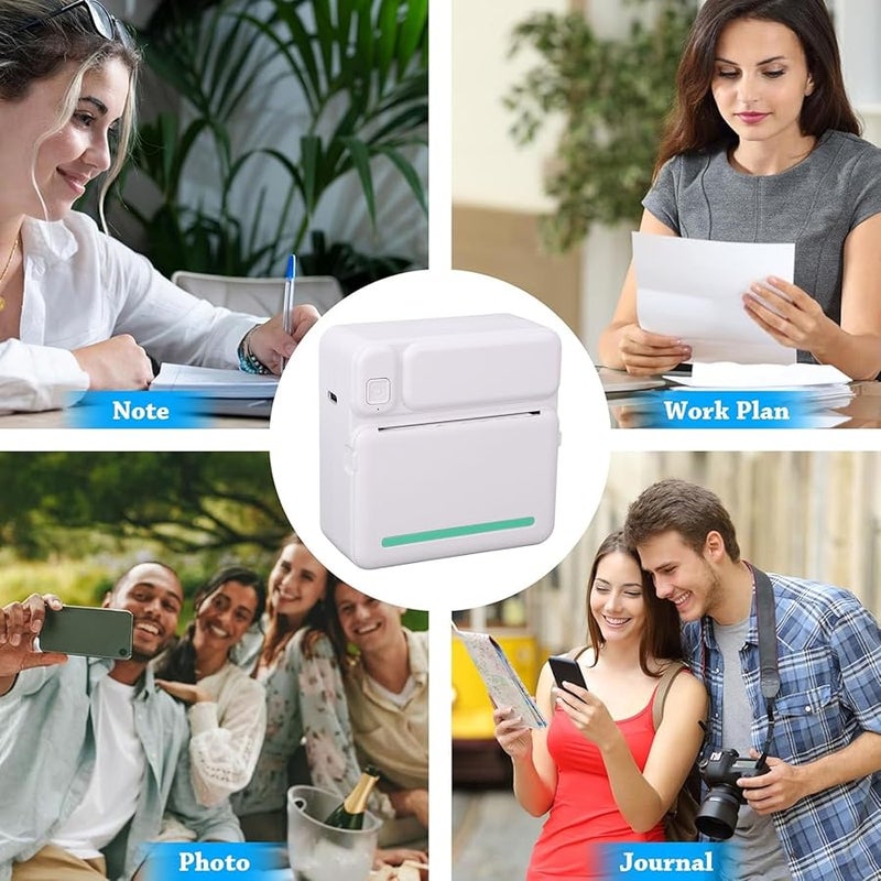 Portable Thermal Printer with 10 Rolls Adhesive Paper for Label Receipt Notes - Image 3
