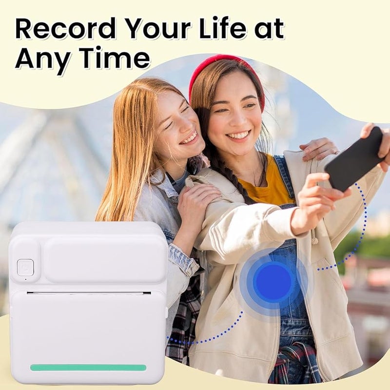 Portable Thermal Printer with 10 Rolls Adhesive Paper for Label Receipt Notes - Image 4