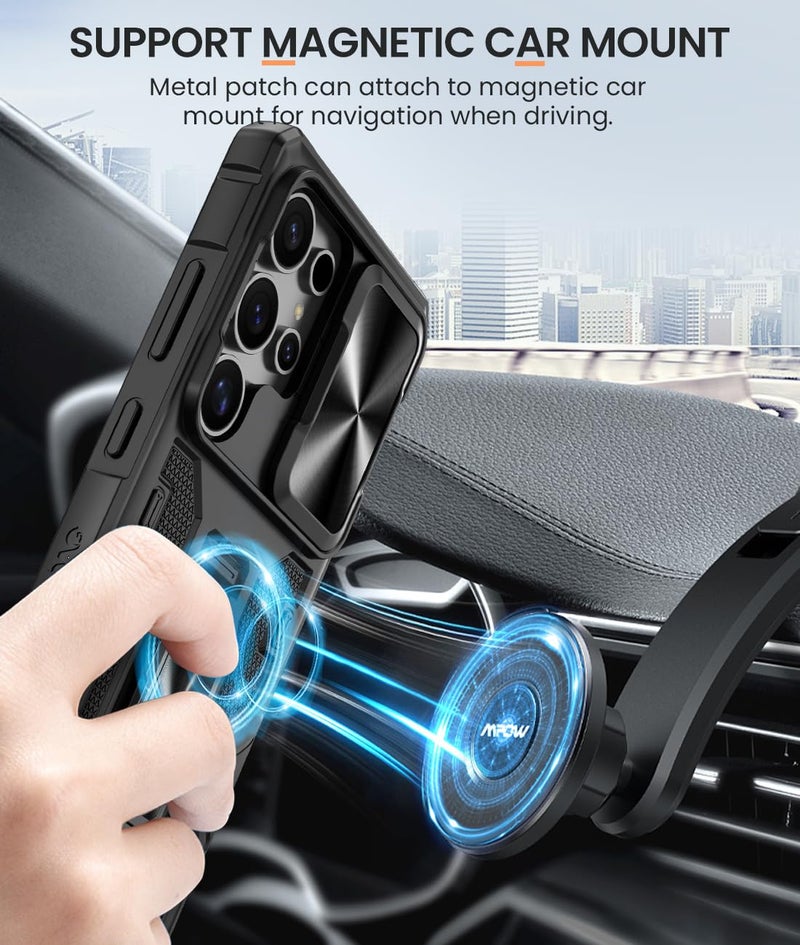 Caka for Samsung Galaxy S25 Ultra Case with Belt Clip Holster Slide Camera Cover Built-in 360Â° Rotate Ring Holder Stand Heavy Duty Shockproof Protective S25 Ultra Case 2025, Black - Image 5
