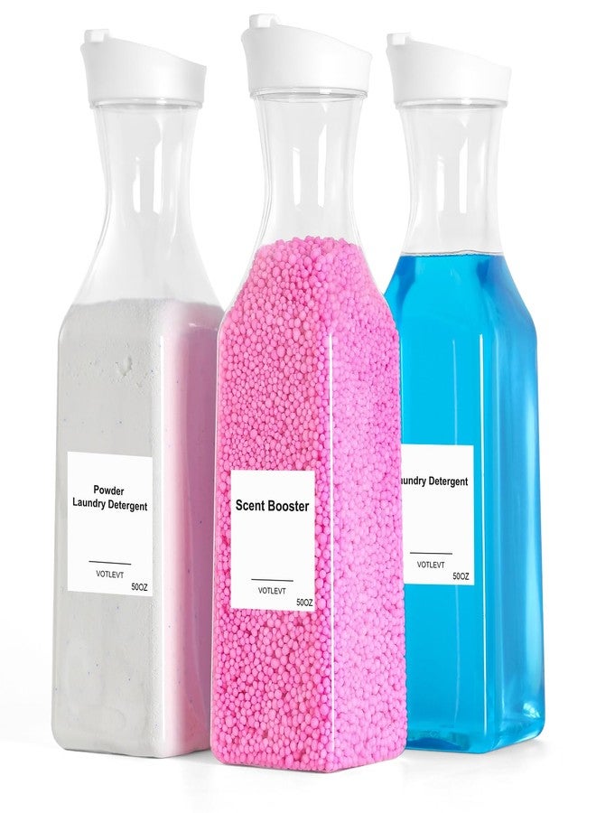 VOTLEVT 50 OZ Liquid Laundry Detergent Dispenser, Plastic Laundry Detergent Container for Organizing, Fabric Softener and Laundry Soap Dispenser, Laundry Powder Organizer for Laundry Room, 3 Pack - Image 1