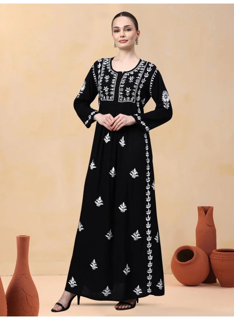 الايا جلابية رايون شيكانكاري مطرزة يدوياً-AL4121