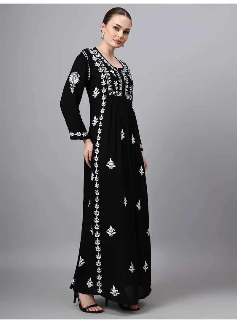 Alaya  Hand Embroidered Chikankari Rayon Jalabiya-AL4121 for Women | Best Price UAE