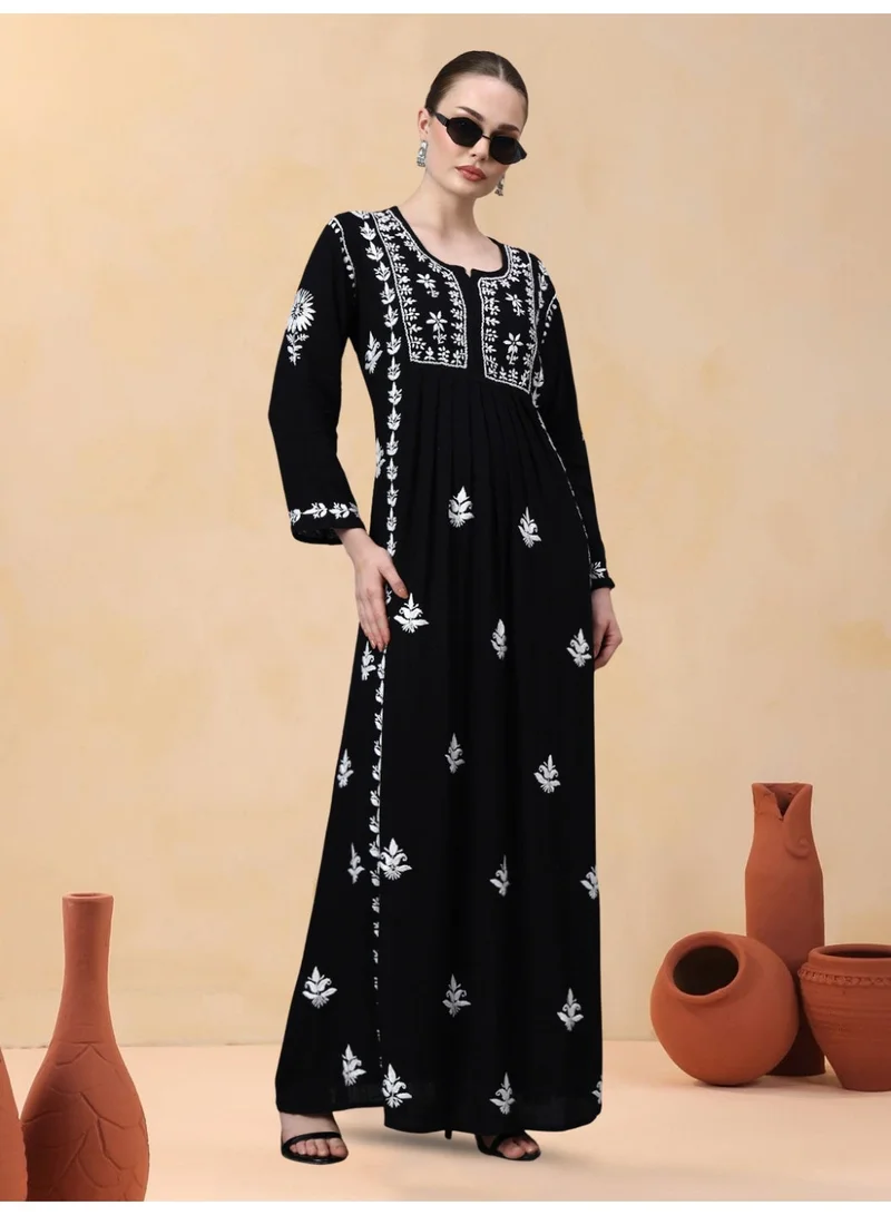Alaya  Hand Embroidered Chikankari Rayon Jalabiya-AL4121 for Women | Best Price UAE