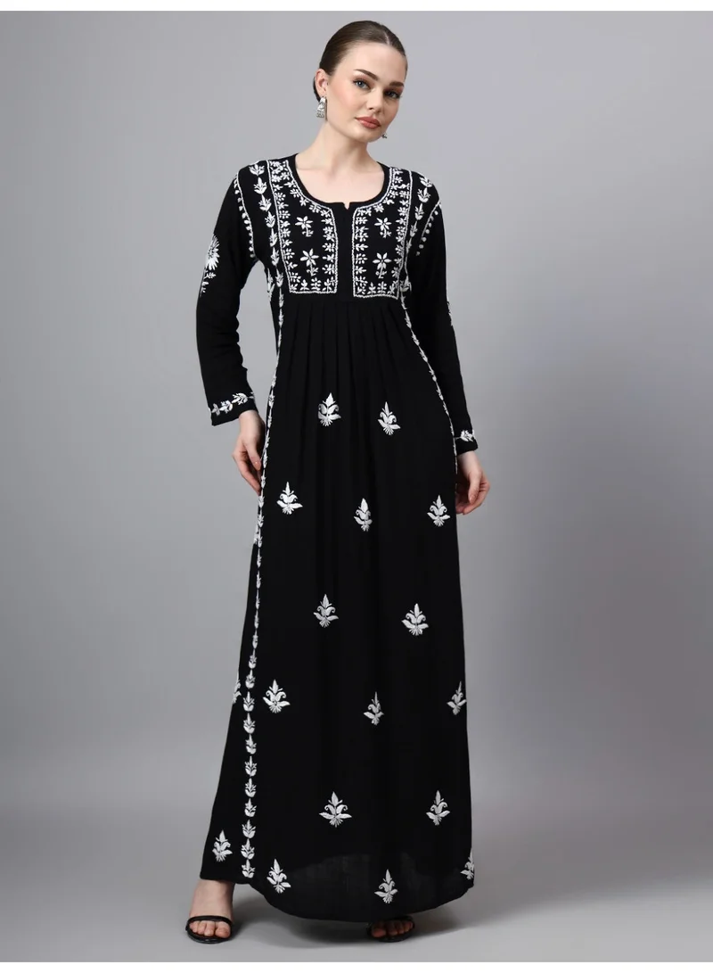Alaya  Hand Embroidered Chikankari Rayon Jalabiya-AL4121 for Women | Best Price UAE