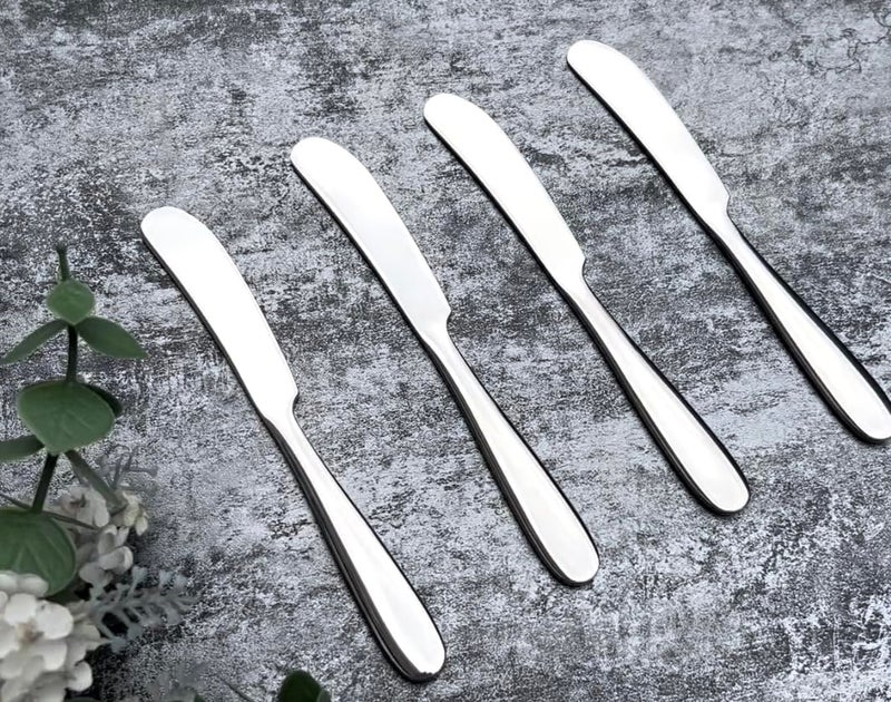 Pretihome 4 Pieces Set Butter knife, Pate Knife Cheese Spreader, Thick and Smooth Handle Food Safety Material Stainless Steel 18/10 SUS 304# for Home Restaurant Party breakfast (Mirror)  - Image 2