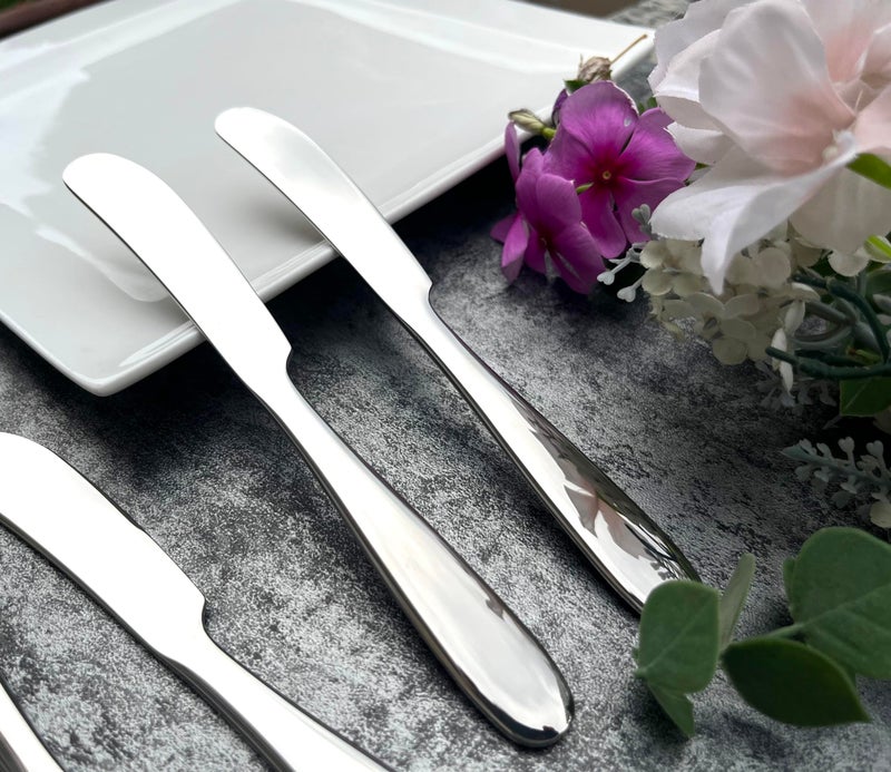 Pretihome 4 Pieces Set Butter knife, Pate Knife Cheese Spreader, Thick and Smooth Handle Food Safety Material Stainless Steel 18/10 SUS 304# for Home Restaurant Party breakfast (Mirror)  - Image 4