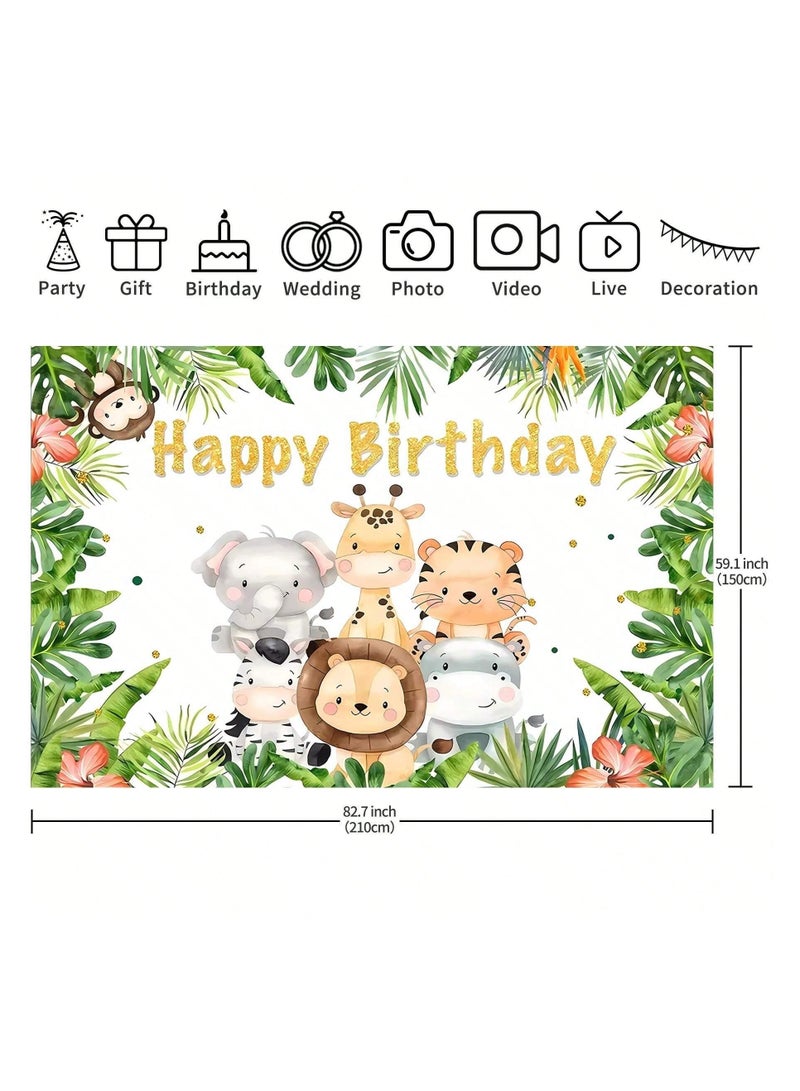 Jungle Animal-Themed Birthday Backdrop Decoration, Suitable for Birthday Parties and Special-Themed Celebrations – Size: 210 x 150 cm. - Image 5
