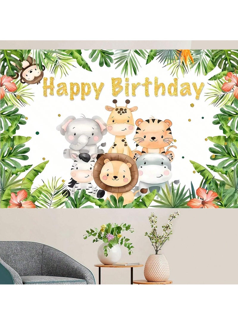 Jungle Animal-Themed Birthday Backdrop Decoration, Suitable for Birthday Parties and Special-Themed Celebrations – Size: 210 x 150 cm. - Image 4