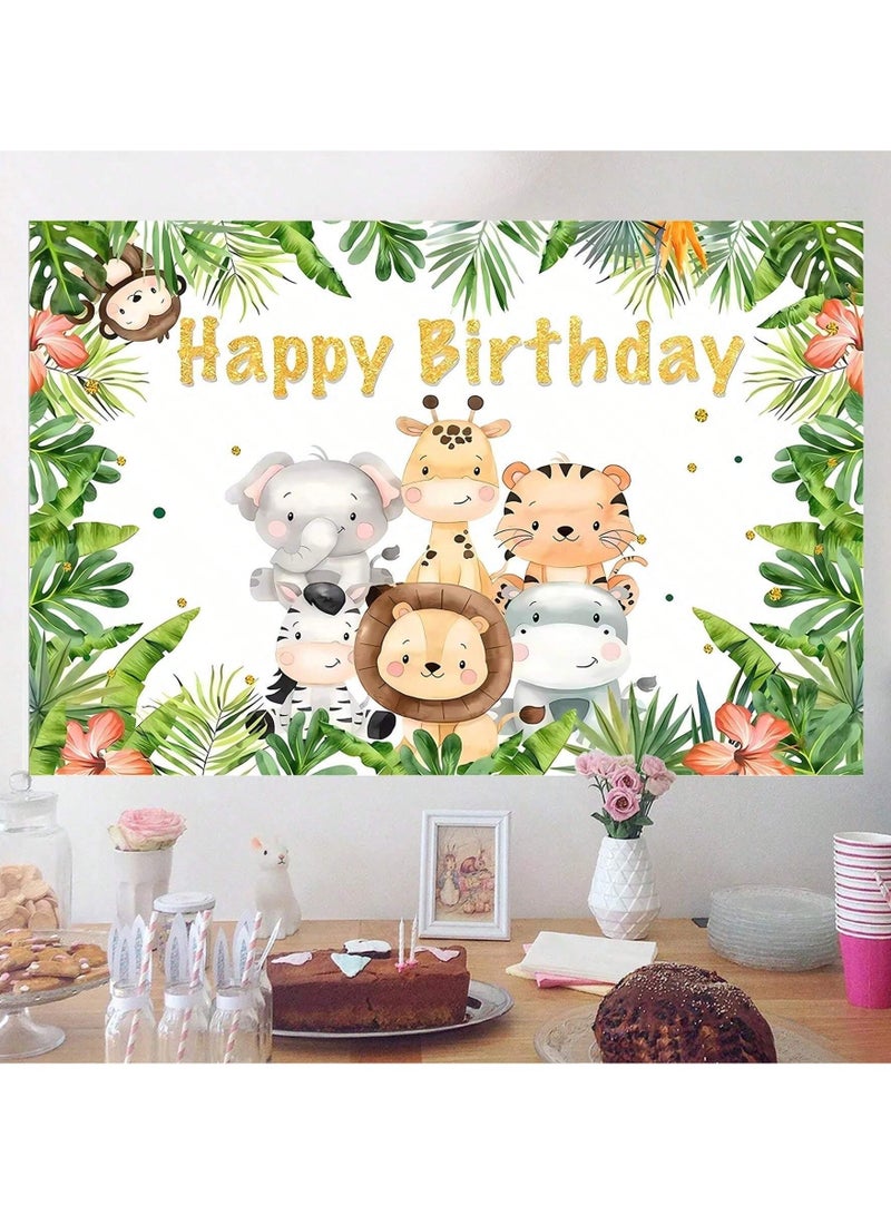 Jungle Animal-Themed Birthday Backdrop Decoration, Suitable for Birthday Parties and Special-Themed Celebrations – Size: 210 x 150 cm. - Image 2
