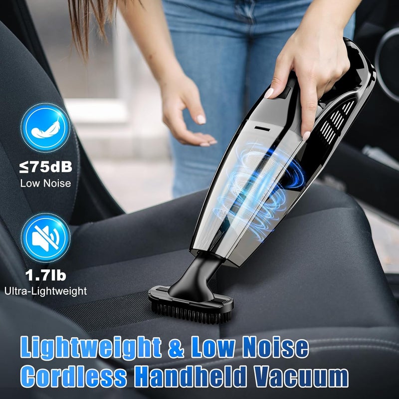 Upbooz Handheld Vacuum Cordless Rechargeable Portable Car Vacuum, 7500Pa Powerful Suction Mini Hand Held Vacuum, 670ML Cup Lightweight Small Vacuum Cleaner for Car/Office/Home, Pet Hair - Image 4
