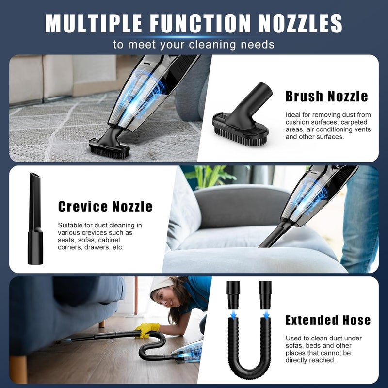 Upbooz Handheld Vacuum Cordless Rechargeable Portable Car Vacuum, 7500Pa Powerful Suction Mini Hand Held Vacuum, 670ML Cup Lightweight Small Vacuum Cleaner for Car/Office/Home, Pet Hair - Image 3