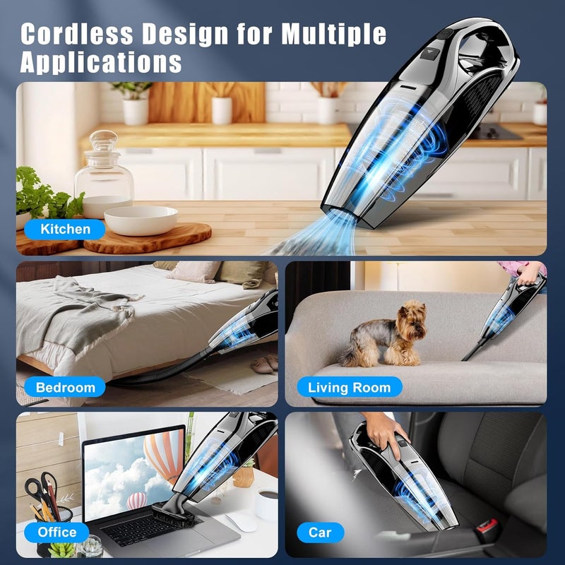 Upbooz Handheld Vacuum Cordless Rechargeable Portable Car Vacuum, 7500Pa Powerful Suction Mini Hand Held Vacuum, 670ML Cup Lightweight Small Vacuum Cleaner for Car/Office/Home, Pet Hair - Image 5