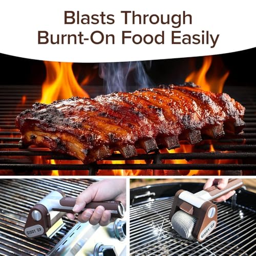 Horsepower Giddy Up GOLD BristleFree Spinning Grill Brush wLED Longer Run Time CordlessRechargeable 304 Stainless Steel Power Roller Blasts Away BurntOn Food No Bristles No Preheating 350 RPM - Image 3