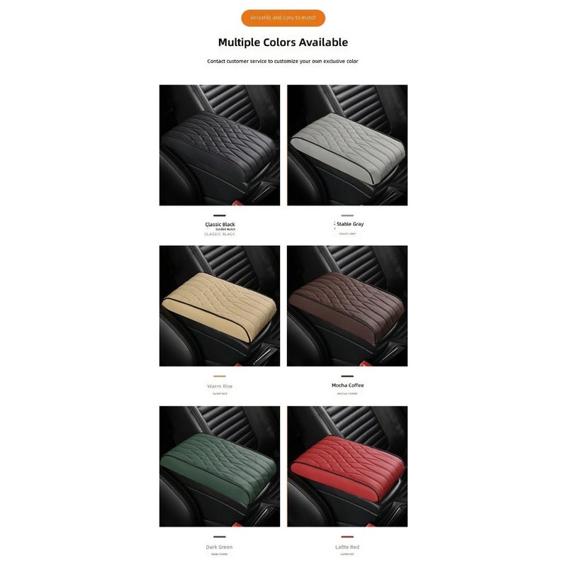 Classic Black MC Car Armrest Cushion - Premium Leather and Memory Foam Design - Image 3