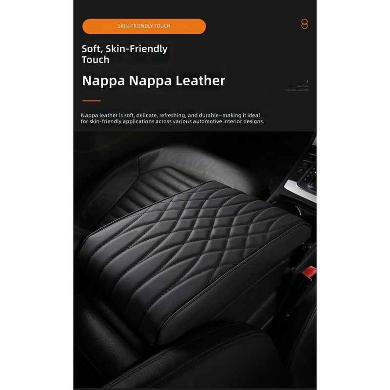 Classic Black MC Car Armrest Cushion - Premium Leather and Memory Foam Design - Image 4