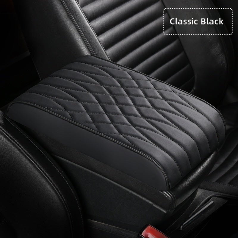 Classic Black MC Car Armrest Cushion - Premium Leather and Memory Foam Design - Image 1