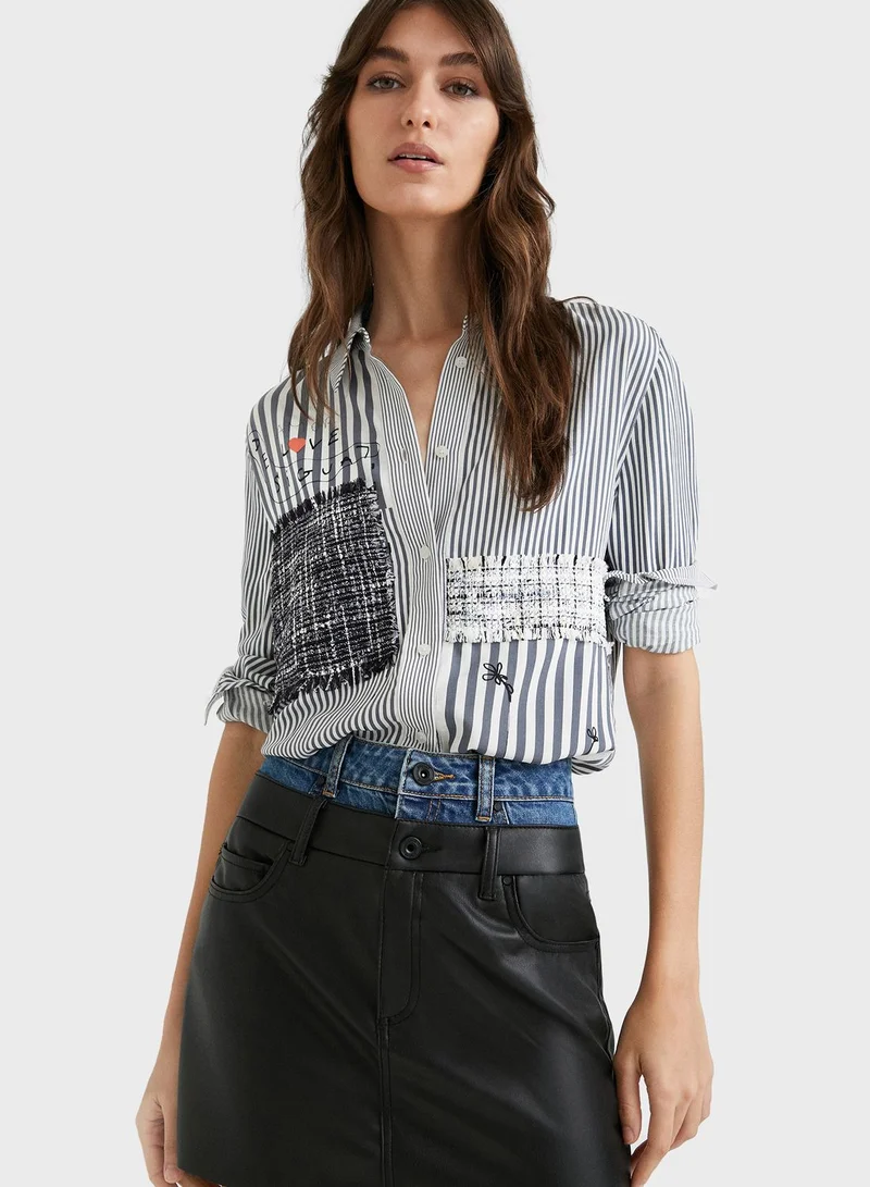 DESIGUAL Printed Button Down Shirt