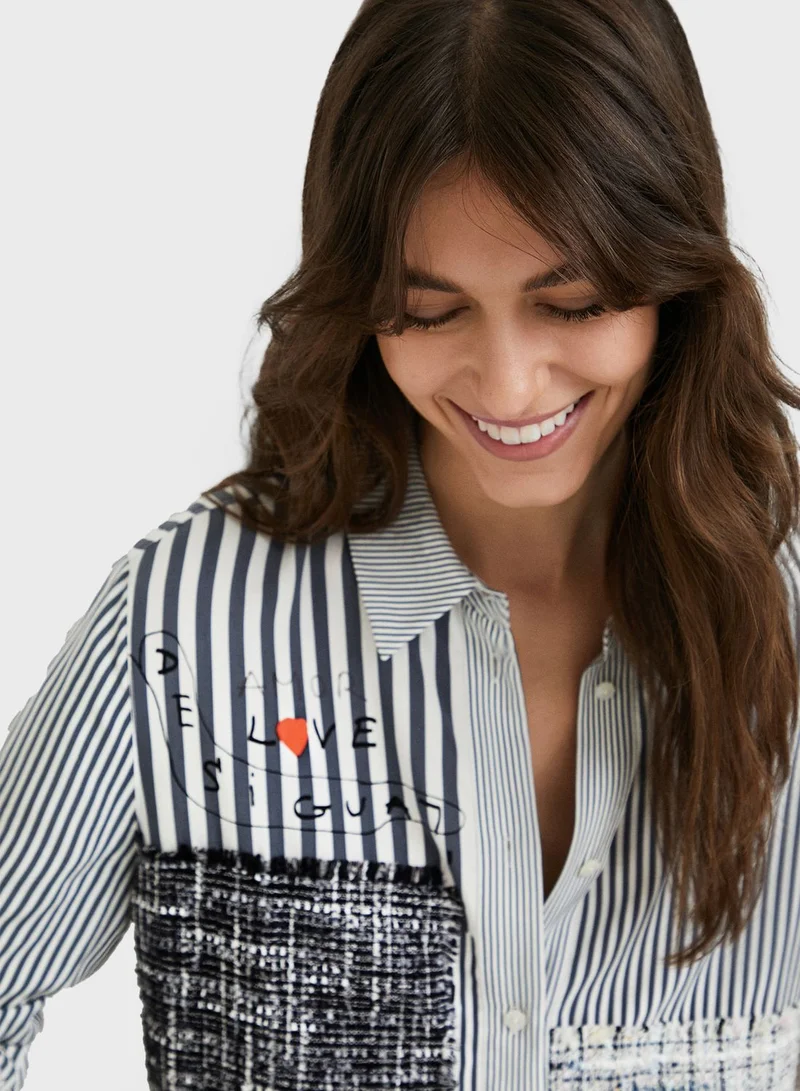 DESIGUAL Printed Button Down Shirt