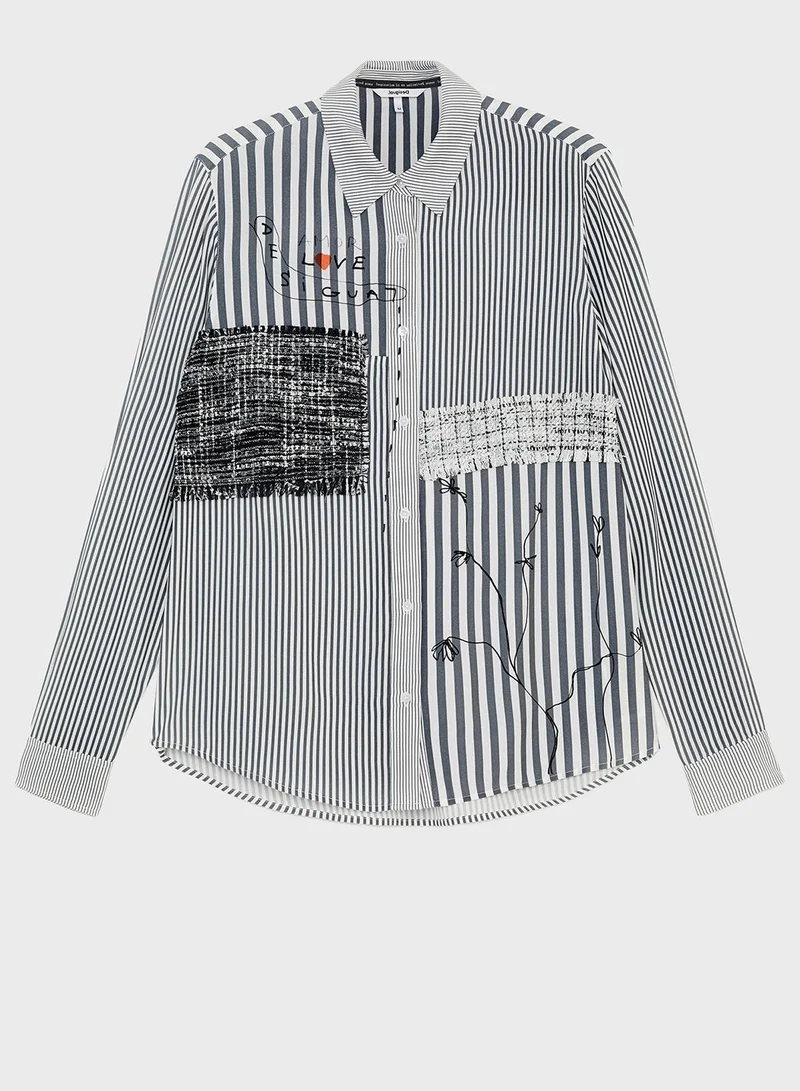 DESIGUAL Printed Button Down Shirt