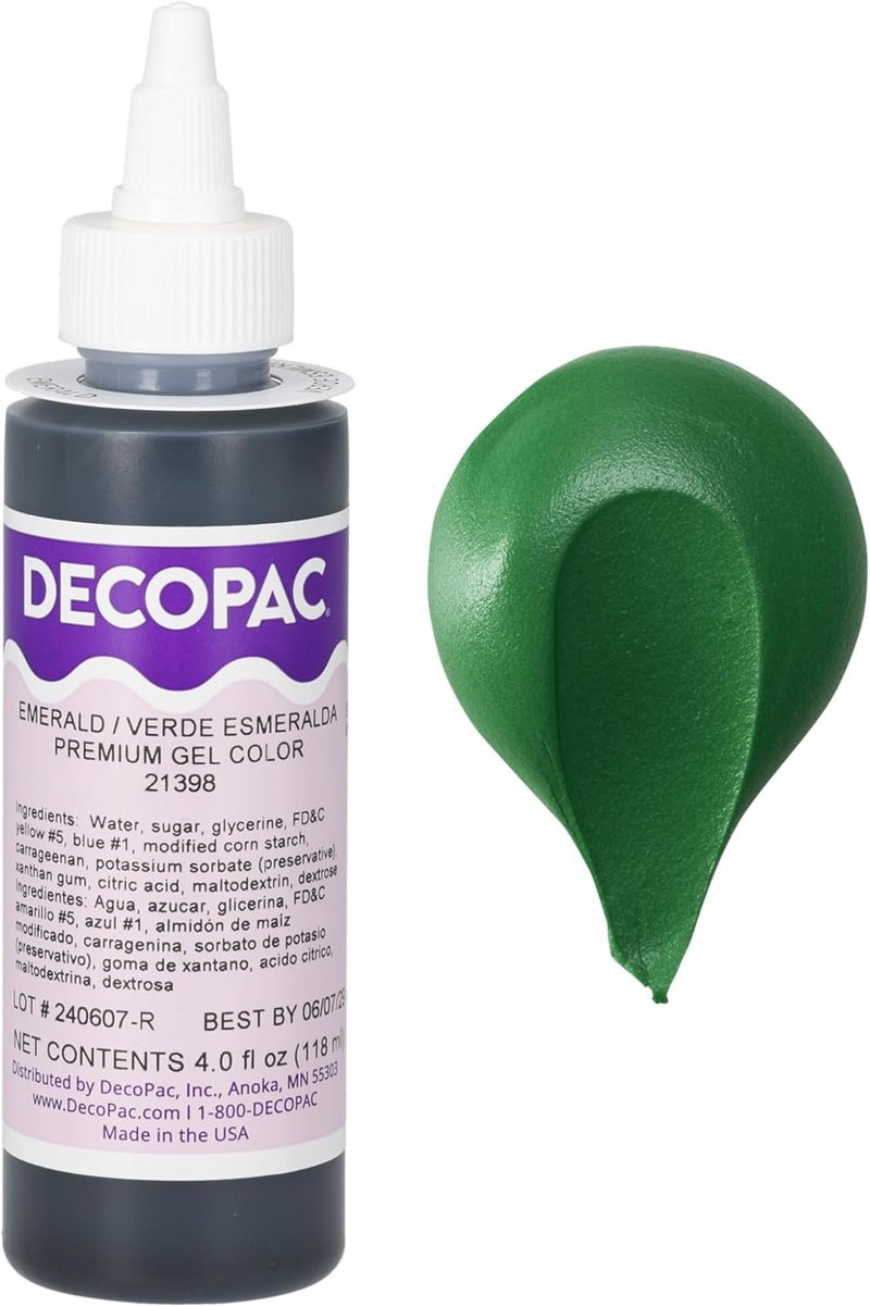 DecoPac Emerald Trend Premium Gel Color for Cake Decorations - 4 Fl Oz, Edible Food Coloring in Emerald Green - Image 1