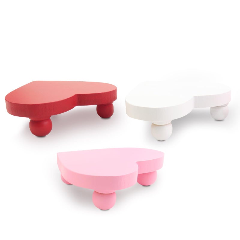 Laisgee Heart Risers Valentine's Day Tiered Tray Decors Love Day Mini Risers Pink White Red Farmhouse Home Decor, 3 PCS - Image 1