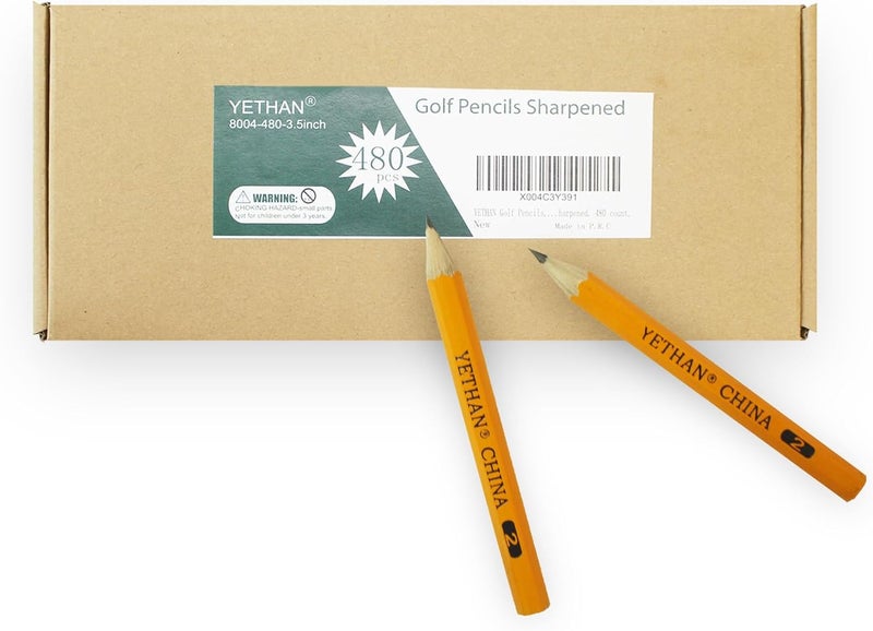YETHAN Golf Pencils, Half Pencil, 3.5" Mini Pencils, 2 HB Hexagon, Pre-sharpened, 480 count. - Image 2
