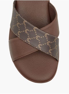 Le Confort Women Monogram Print Cross Strap Slip-On Sandals  - Image 5