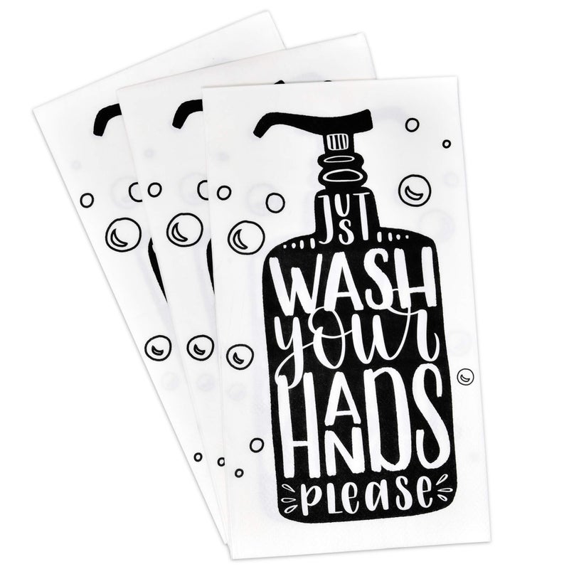 Gift Boutique Gift Boutique 100 Bathroom Etiquette Guest Napkins Disposable Paper Pack Just Wash Your Hands Please Dinner Hand Napkin for Powder Room Wedding Holiday Anniversary Bridal Baby Shower Decorative Towel  - Image 2