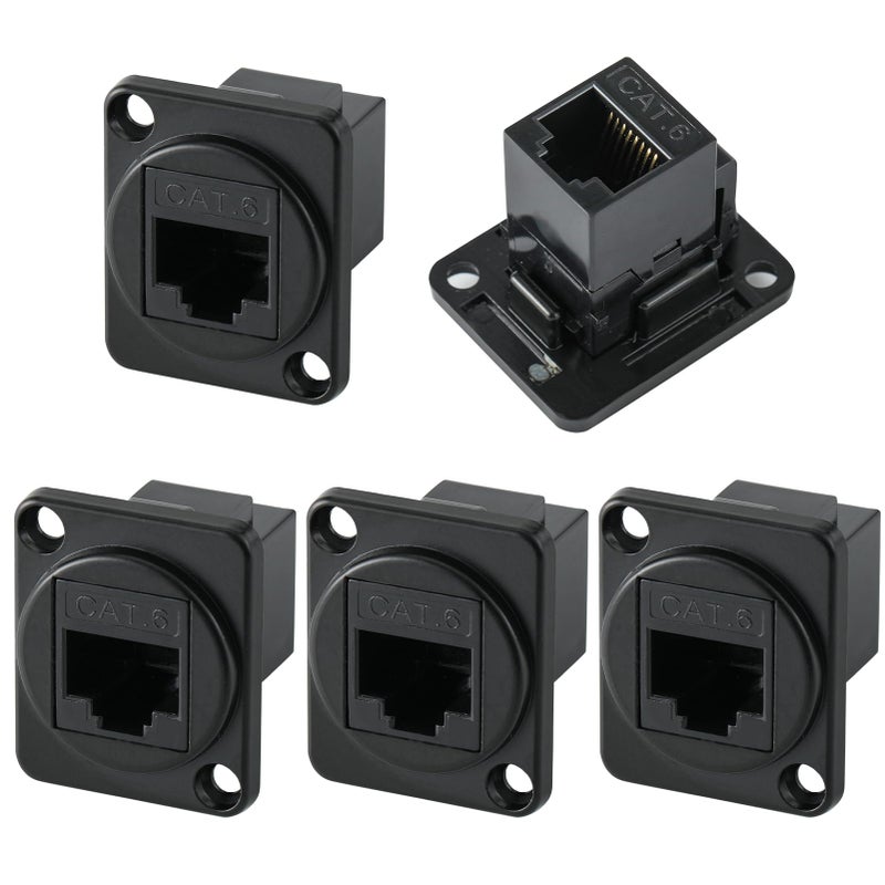 ANMBEST أنمبست 5 قطع موصل كابل إيثرنت LAN RJ45 Cat5/5e/6 8P8C مع غلاف من سبائك الزنك محول مزدوج الرأس أنثوي إلى أنثوي - Image 1