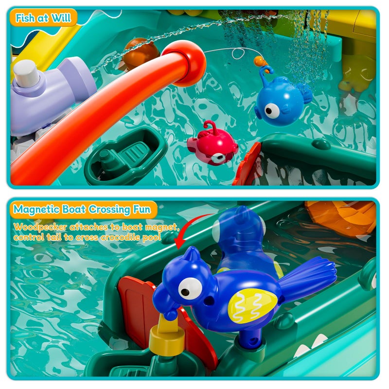 Zsinb 4-in-1 Kids Play Sink with Running Water, Mini Water Table with Detachable Legs, Upgraded Faucet and Dishes, Children Electric Dishwasher Toy, Kitchen Sensory Set (Blue) - Image 4
