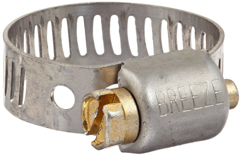 Breeze Miniature Stainless Steel Hose Clamp, Worm-Drive, SAE Size 6, 7/16" to 25/32" Diameter Range, 5/16" Bandwidth (Pack of 10) - Image 1