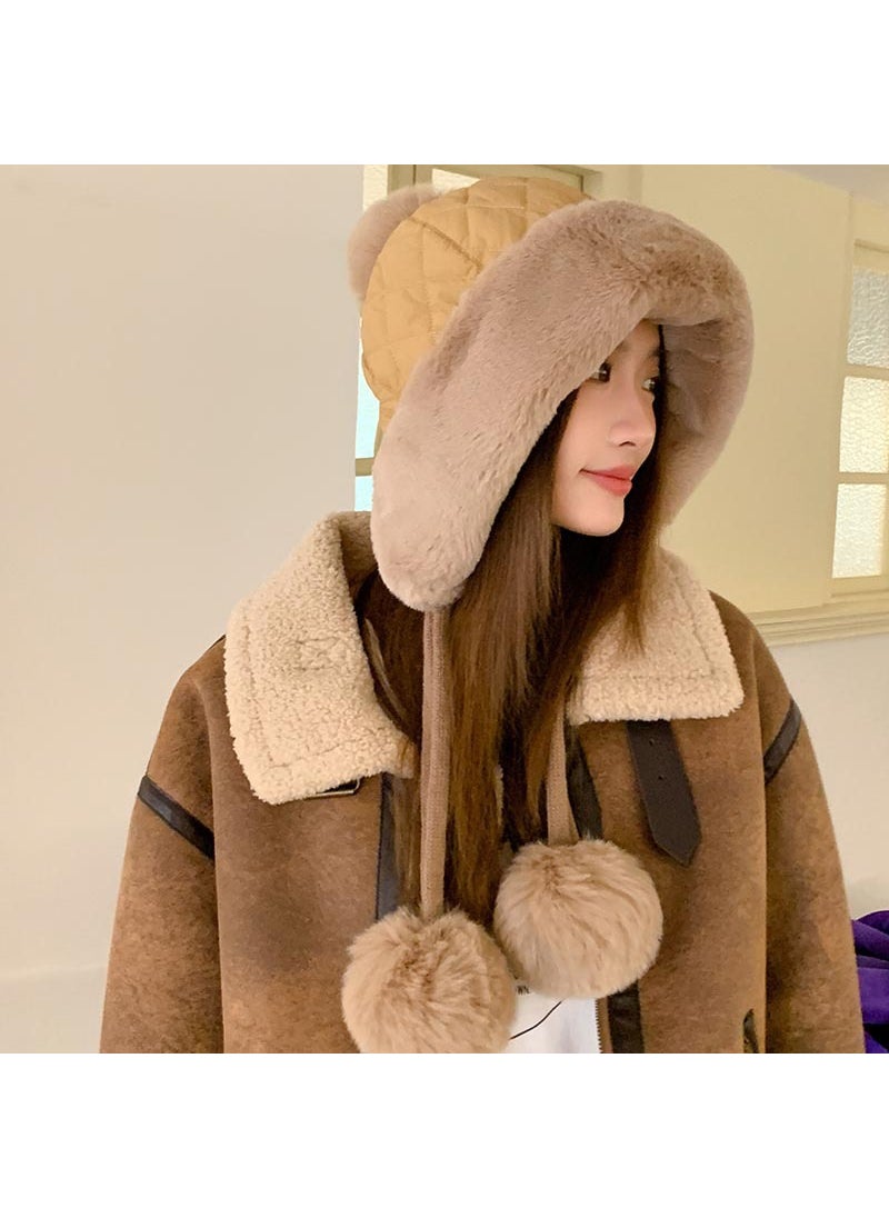 Generic - Korean Style Fleece Lined Thickened Womens Lei Feng Cap Winter Warm Ear Protection Cycling Snowproof Hat Fashionable Commute Grey - Image 1