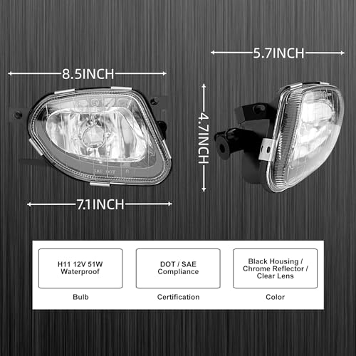 WEISIGAO Fog Lights for Mercedes Benz E280 E300 E320 E350 E500 E550 E55 AMG All Configurations, W211 / S211, 2006-2009, Fog Lamps Replacement, 1 Pair, Clear Lens - Image 3