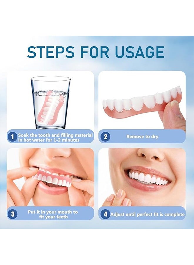 Ocean - 1 Pair of Veneers Teeth Set, Comfortable Silicone False Teeth for Upper & Lower Jaw, Instant Smile Enhancer for Men Women with Bad Teeth, Temporary Veneer False Teeth for Interviews Dates Parties - Image 1