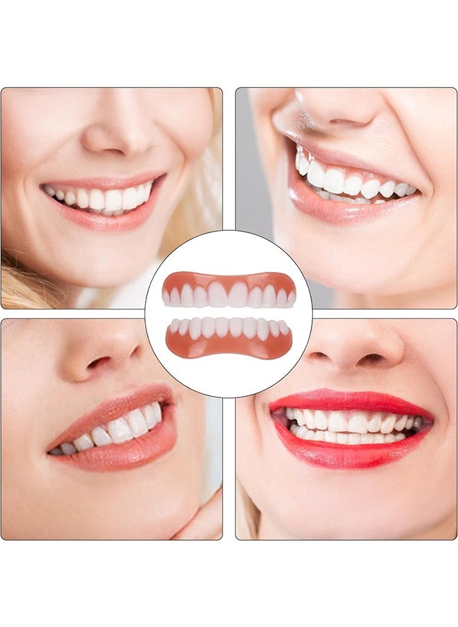 Ocean - 1 Pair of Veneers Teeth Set, Comfortable Silicone False Teeth for Upper & Lower Jaw, Instant Smile Enhancer for Men Women with Bad Teeth, Temporary Veneer False Teeth for Interviews Dates Parties - Image 1