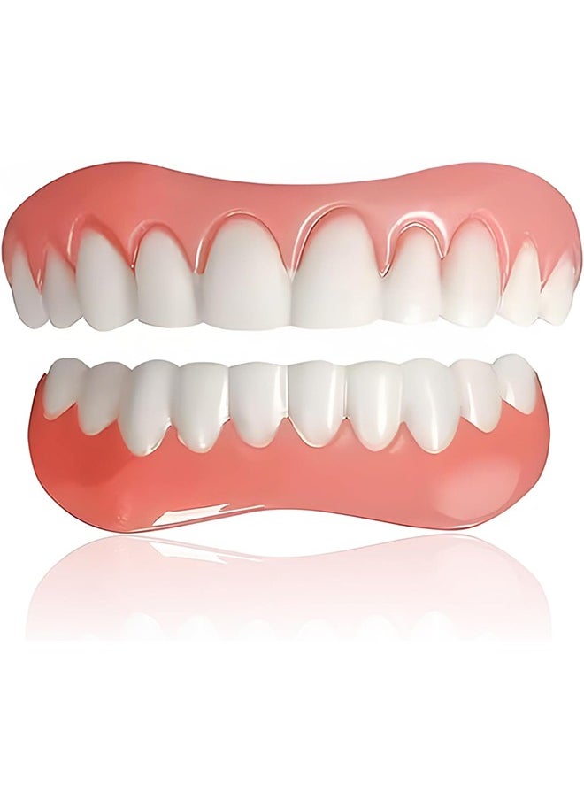 Ocean - 1 Pair of Veneers Teeth Set, Comfortable Silicone False Teeth for Upper & Lower Jaw, Instant Smile Enhancer for Men Women with Bad Teeth, Temporary Veneer False Teeth for Interviews Dates Parties - Image 1