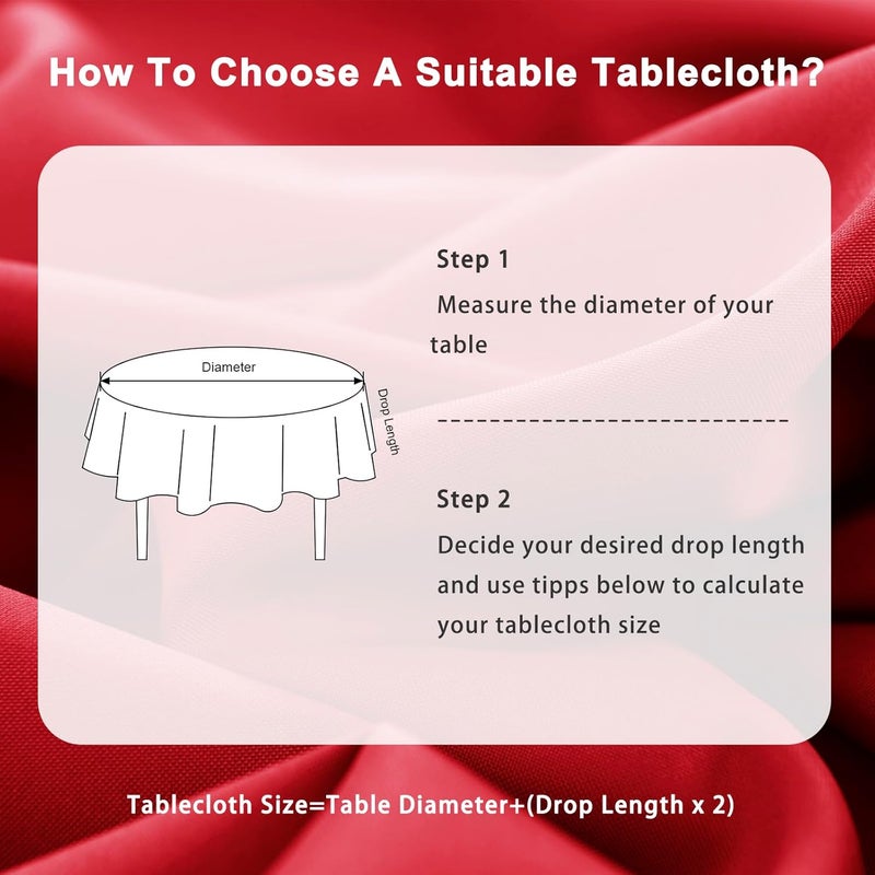 DWCN Red Round Tablecloth, 180 cm, Stain Protection, Washable Table Linen, Waterproof Tablecloth for Dining Room, Garden, Party, Weddings or Home - Image 5