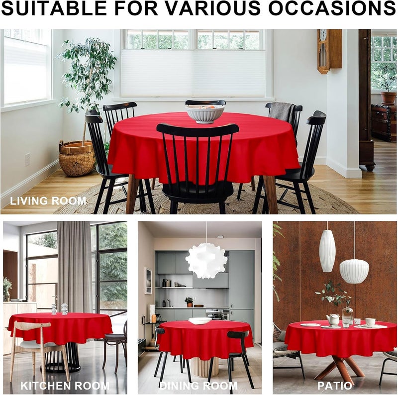 DWCN Red Round Tablecloth, 180 cm, Stain Protection, Washable Table Linen, Waterproof Tablecloth for Dining Room, Garden, Party, Weddings or Home - Image 4