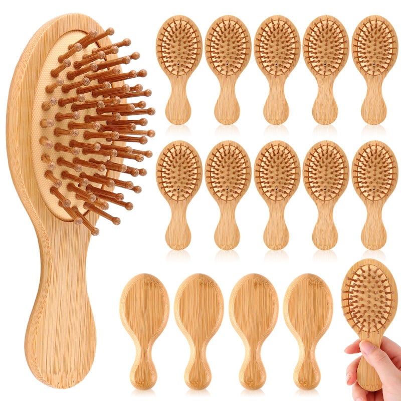 FoldTier 15 Pack Mini Bamboo Hair Brush Bulk Wooden Travel Small Hairbrush Massage Scalp Detangling Pocket Brush for DIY Wedding Guest Gifts Bridal Shower Bridesmaid Proposal Favors - Image 2