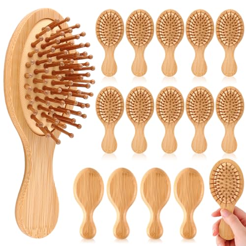 FoldTier 15 Pack Mini Bamboo Hair Brush Bulk Wooden Travel Small Hairbrush Massage Scalp Detangling Pocket Brush for DIY Wedding Guest Gifts Bridal Shower Bridesmaid Proposal Favors - Image 1